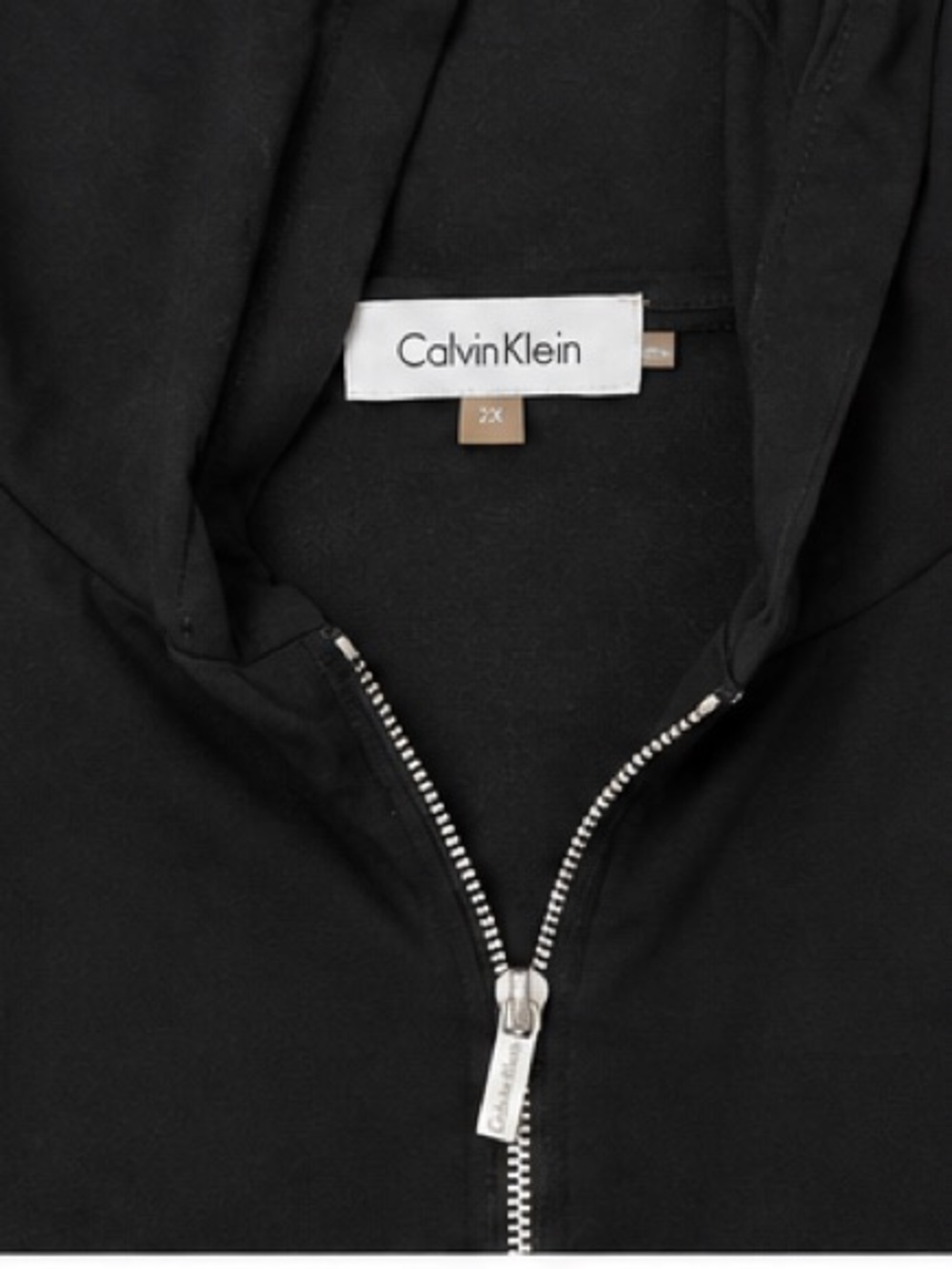 Calvin Klein Black Sleeveless Hooded Zip Up Top Slightly Sheer Size 2X - Picture 5 of 5